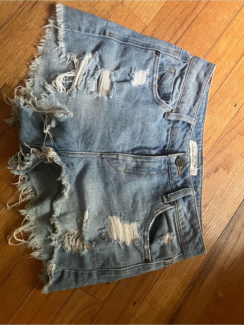 Frayed Light Blue Women's Distressed Denim Shorts